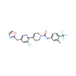 Cc1cc(NC(=O)N2CC=C(c3ncc(Cc4ncco4)cc3Cl)CC2)ccc1C(F)(F)F ZINC000205062680