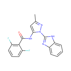 Cc1cc(NC(=O)c2c(F)cccc2F)n(-c2nc3ccccc3[nH]2)n1 ZINC000006566815