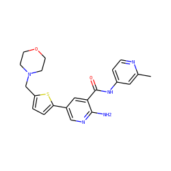 Cc1cc(NC(=O)c2cc(-c3ccc(CN4CCOCC4)s3)cnc2N)ccn1 ZINC000150130455