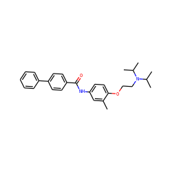 Cc1cc(NC(=O)c2ccc(-c3ccccc3)cc2)ccc1OCCN(C(C)C)C(C)C ZINC000040567304