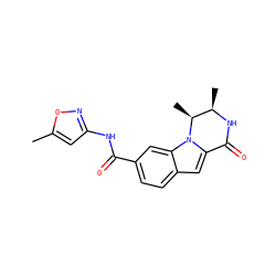 Cc1cc(NC(=O)c2ccc3cc4n(c3c2)[C@@H](C)[C@@H](C)NC4=O)no1 ZINC000209970722