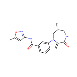 Cc1cc(NC(=O)c2ccc3cc4n(c3c2)C[C@H](C)CNC4=O)no1 ZINC000147711790
