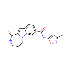 Cc1cc(NC(=O)c2ccc3cc4n(c3c2)CCCNC4=O)on1 ZINC000073219396