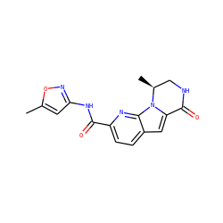 Cc1cc(NC(=O)c2ccc3cc4n(c3n2)[C@@H](C)CNC4=O)no1 ZINC000148472029