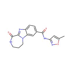 Cc1cc(NC(=O)c2ccc3nc4n(c3c2)CCCNC4=O)no1 ZINC000147094486