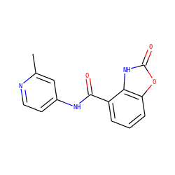 Cc1cc(NC(=O)c2cccc3oc(=O)[nH]c23)ccn1 ZINC000028881381