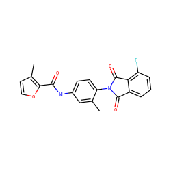 Cc1cc(NC(=O)c2occc2C)ccc1N1C(=O)c2cccc(F)c2C1=O ZINC000473170078