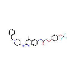 Cc1cc(NC2CCN(Cc3ccccc3)CC2)nc2ccc(NC(=O)COc3ccc(OC(F)(F)F)cc3)cc12 ZINC000028570524