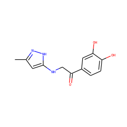 Cc1cc(NCC(=O)c2ccc(O)c(O)c2)[nH]n1 ZINC000059064080