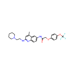 Cc1cc(NCCN2CCCCC2)nc2ccc(NC(=O)COc3ccc(OC(F)(F)F)cc3)cc12 ZINC000028569609