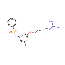 Cc1cc(NS(=O)(=O)c2ccccc2)cc(OCCCCN=C(N)N)c1 ZINC000029344474