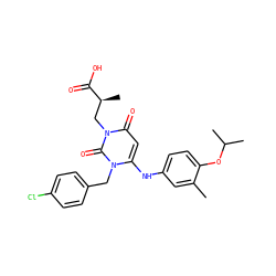 Cc1cc(Nc2cc(=O)n(C[C@H](C)C(=O)O)c(=O)n2Cc2ccc(Cl)cc2)ccc1OC(C)C ZINC000199517553