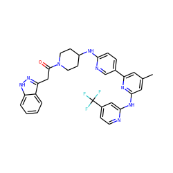 Cc1cc(Nc2cc(C(F)(F)F)ccn2)nc(-c2ccc(NC3CCN(C(=O)Cc4n[nH]c5ccccc45)CC3)nc2)c1 ZINC001772637503