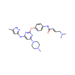 Cc1cc(Nc2cc(N3CCN(C)CC3)nc(Oc3ccc(NC(=O)/C=C/CN(C)C)cc3)n2)n[nH]1 ZINC000205282845