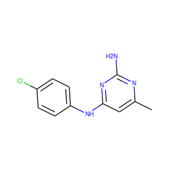 Cc1cc(Nc2ccc(Cl)cc2)nc(N)n1 ZINC000004038247
