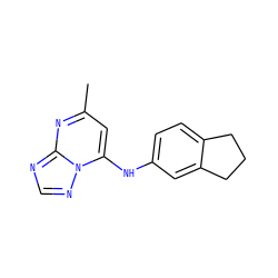 Cc1cc(Nc2ccc3c(c2)CCC3)n2ncnc2n1 ZINC000004898044
