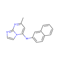 Cc1cc(Nc2ccc3ccccc3c2)n2ccnc2n1 ZINC000095556561