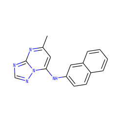 Cc1cc(Nc2ccc3ccccc3c2)n2ncnc2n1 ZINC000009186742