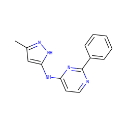 Cc1cc(Nc2ccnc(-c3ccccc3)n2)[nH]n1 ZINC000034050479
