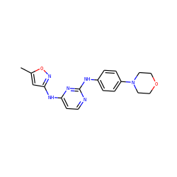 Cc1cc(Nc2ccnc(Nc3ccc(N4CCOCC4)cc3)n2)no1 ZINC000203003669