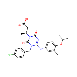 Cc1cc(Nc2nc(=O)n([C@@H](C)CC(=O)O)c(=O)n2Cc2ccc(Cl)cc2)ccc1OC(C)C ZINC000200528386