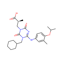 Cc1cc(Nc2nc(=O)n(C[C@H](C)C(=O)O)c(=O)n2CC2CCCCC2)ccc1OC(C)C ZINC000200514154