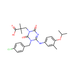 Cc1cc(Nc2nc(=O)n(CC(C)(C)C(=O)O)c(=O)n2Cc2ccc(Cl)cc2)ccc1OC(C)C ZINC000200510876