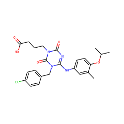 Cc1cc(Nc2nc(=O)n(CCCC(=O)O)c(=O)n2Cc2ccc(Cl)cc2)ccc1OC(C)C ZINC000200515268