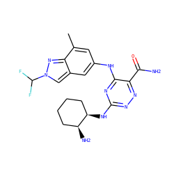 Cc1cc(Nc2nc(N[C@@H]3CCCC[C@@H]3N)nnc2C(N)=O)cc2cn(C(F)F)nc12 ZINC000205141596