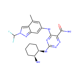 Cc1cc(Nc2nc(N[C@@H]3CCCC[C@@H]3N)nnc2C(N)=O)cc2nn(C(F)F)cc12 ZINC000205145683