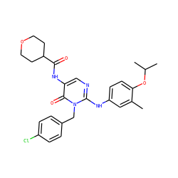 Cc1cc(Nc2ncc(NC(=O)C3CCOCC3)c(=O)n2Cc2ccc(Cl)cc2)ccc1OC(C)C ZINC001772655810