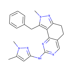 Cc1cc(Nc2ncc3c(n2)-c2c(nn(C)c2Cc2ccccc2)CC3)nn1C ZINC000141184611
