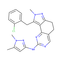 Cc1cc(Nc2ncc3c(n2)-c2c(nn(C)c2Cc2ccccc2Cl)CC3)nn1C ZINC000169702336