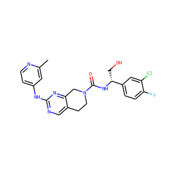 Cc1cc(Nc2ncc3c(n2)CN(C(=O)N[C@H](CO)c2ccc(F)c(Cl)c2)CC3)ccn1 ZINC000169331846