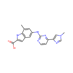 Cc1cc(Nc2nccc(-c3cn(C)cn3)n2)cc2cc(C(=O)O)[nH]c12 ZINC000221527996