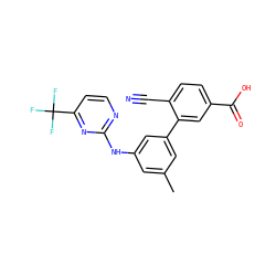 Cc1cc(Nc2nccc(C(F)(F)F)n2)cc(-c2cc(C(=O)O)ccc2C#N)c1 ZINC001772607054