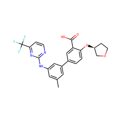 Cc1cc(Nc2nccc(C(F)(F)F)n2)cc(-c2ccc(O[C@H]3CCOC3)c(C(=O)O)c2)c1 ZINC001772639102