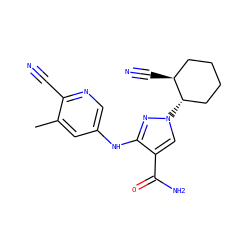 Cc1cc(Nc2nn([C@H]3CCCC[C@@H]3C#N)cc2C(N)=O)cnc1C#N ZINC000221081879