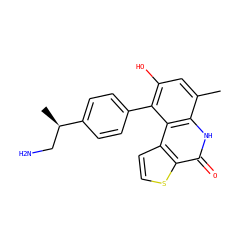 Cc1cc(O)c(-c2ccc([C@H](C)CN)cc2)c2c1[nH]c(=O)c1sccc12 ZINC000150069517