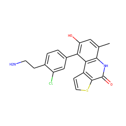 Cc1cc(O)c(-c2ccc(CCN)c(Cl)c2)c2c1[nH]c(=O)c1sccc12 ZINC000165155746