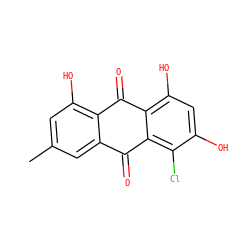 Cc1cc(O)c2c(c1)C(=O)c1c(Cl)c(O)cc(O)c1C2=O ZINC000013386743
