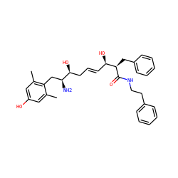 Cc1cc(O)cc(C)c1C[C@H](N)[C@@H](O)C/C=C/[C@@H](O)[C@@H](Cc1ccccc1)C(=O)NCCc1ccccc1 ZINC000027736811