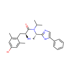 Cc1cc(O)cc(C)c1C[C@H](N)C(=O)N(C(C)C)[C@@H](C)c1ncc(-c2ccccc2)[nH]1 ZINC000038268784