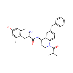Cc1cc(O)cc(C)c1C[C@H](N)C(=O)N[C@@H]1CCN(C(=O)C(C)C)c2ccc(Cc3ccccc3)cc21 ZINC000653899350