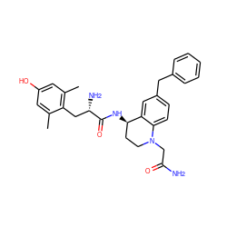 Cc1cc(O)cc(C)c1C[C@H](N)C(=O)N[C@@H]1CCN(CC(N)=O)c2ccc(Cc3ccccc3)cc21 ZINC000653884654