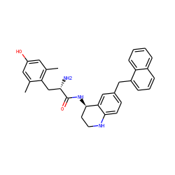 Cc1cc(O)cc(C)c1C[C@H](N)C(=O)N[C@@H]1CCNc2ccc(Cc3cccc4ccccc34)cc21 ZINC000095584933