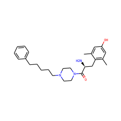 Cc1cc(O)cc(C)c1C[C@H](N)C(=O)N1CCN(CCCCCc2ccccc2)CC1 ZINC000103225228
