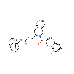 Cc1cc(O)cc(C)c1C[C@H](N)C(=O)N1Cc2ccccc2C[C@H]1CNC(=O)NC12CC3CC(CC(C3)C1)C2 ZINC000026400228
