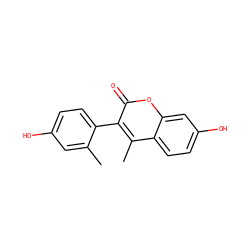 Cc1cc(O)ccc1-c1c(C)c2ccc(O)cc2oc1=O ZINC000147875278