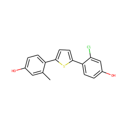 Cc1cc(O)ccc1-c1ccc(-c2ccc(O)cc2Cl)s1 ZINC000095590209